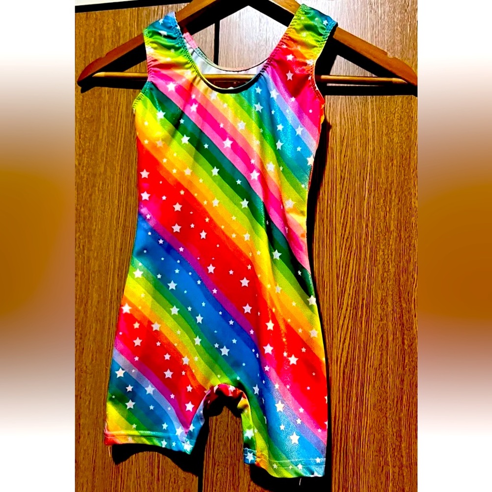 NWOT Dance Gymnastics  Graphic Leotard Sparkly Size child 10/12